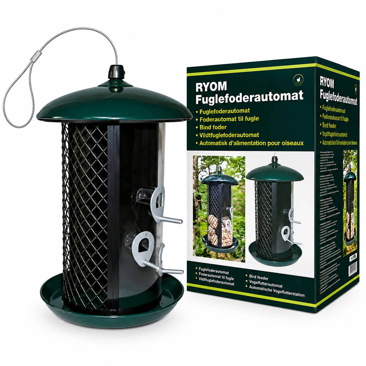 Ryom mangiatoia uccelli 4,5 kg 3 scomparti verde