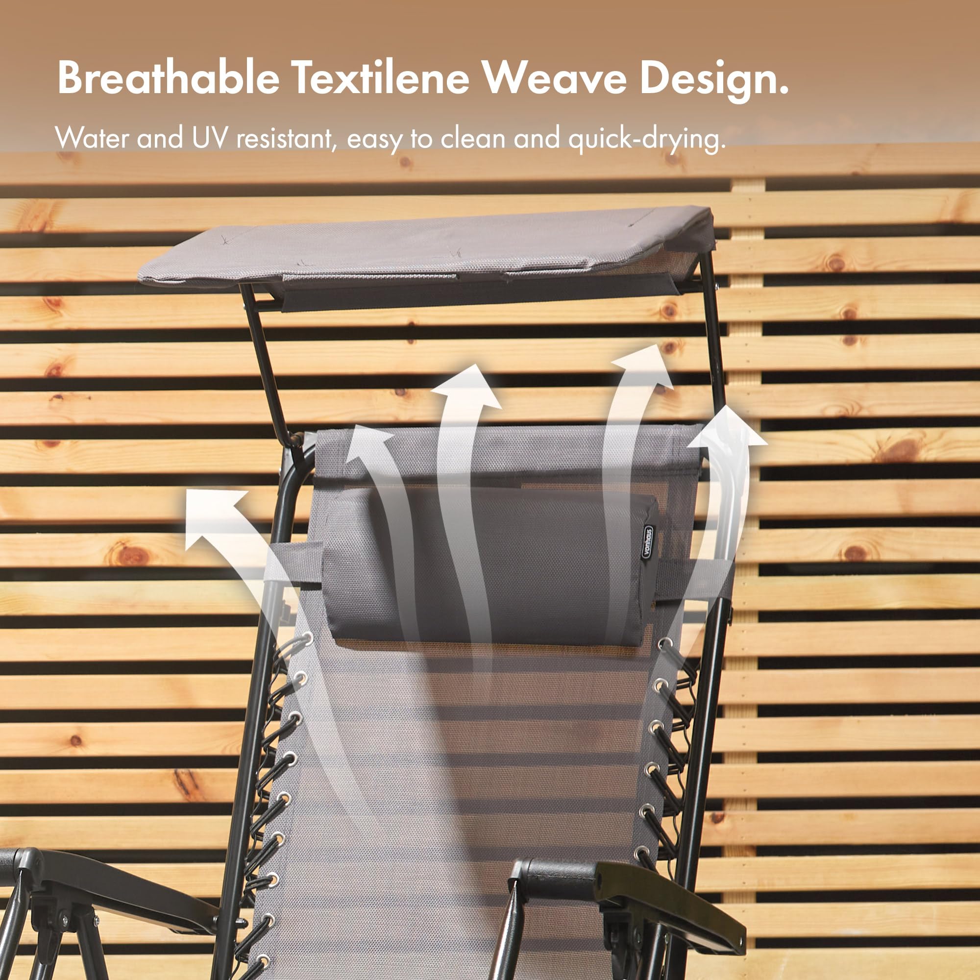 VonHaus Zero Gravity set 2 sdraio con tettuccio grigio