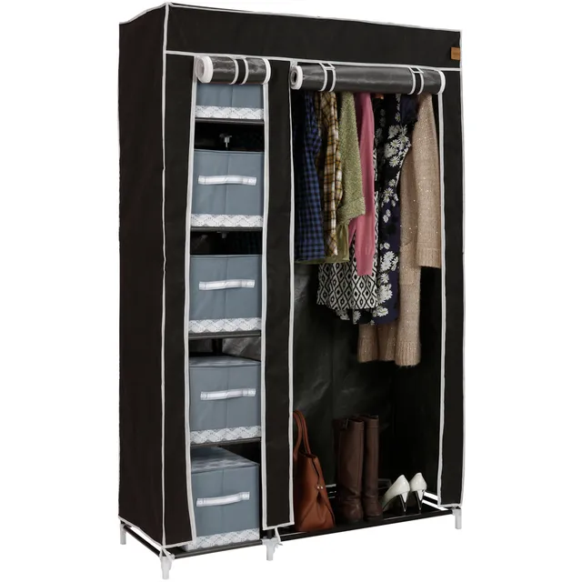 VonHaus guardaroba doppio in tela nero 100x175x45 cm