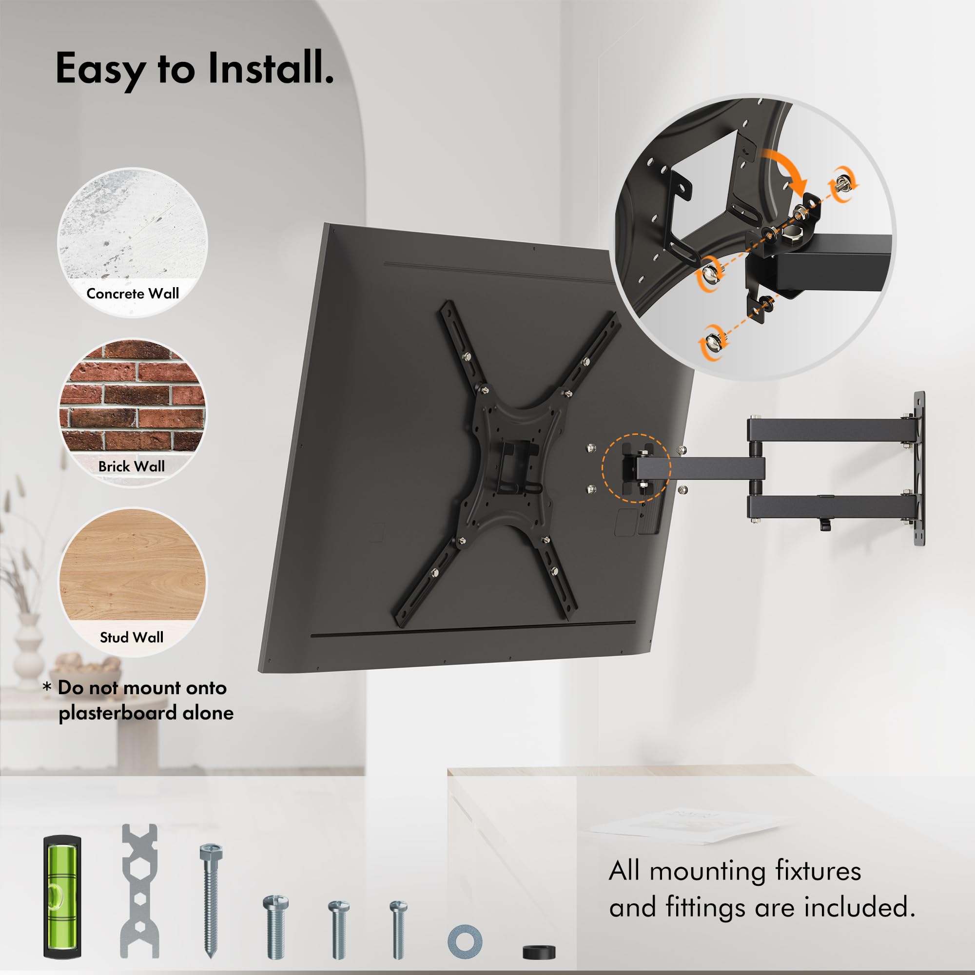 VonHaus Supporto Parete TV 23-55 Pollici 35 Kg Inclinabile