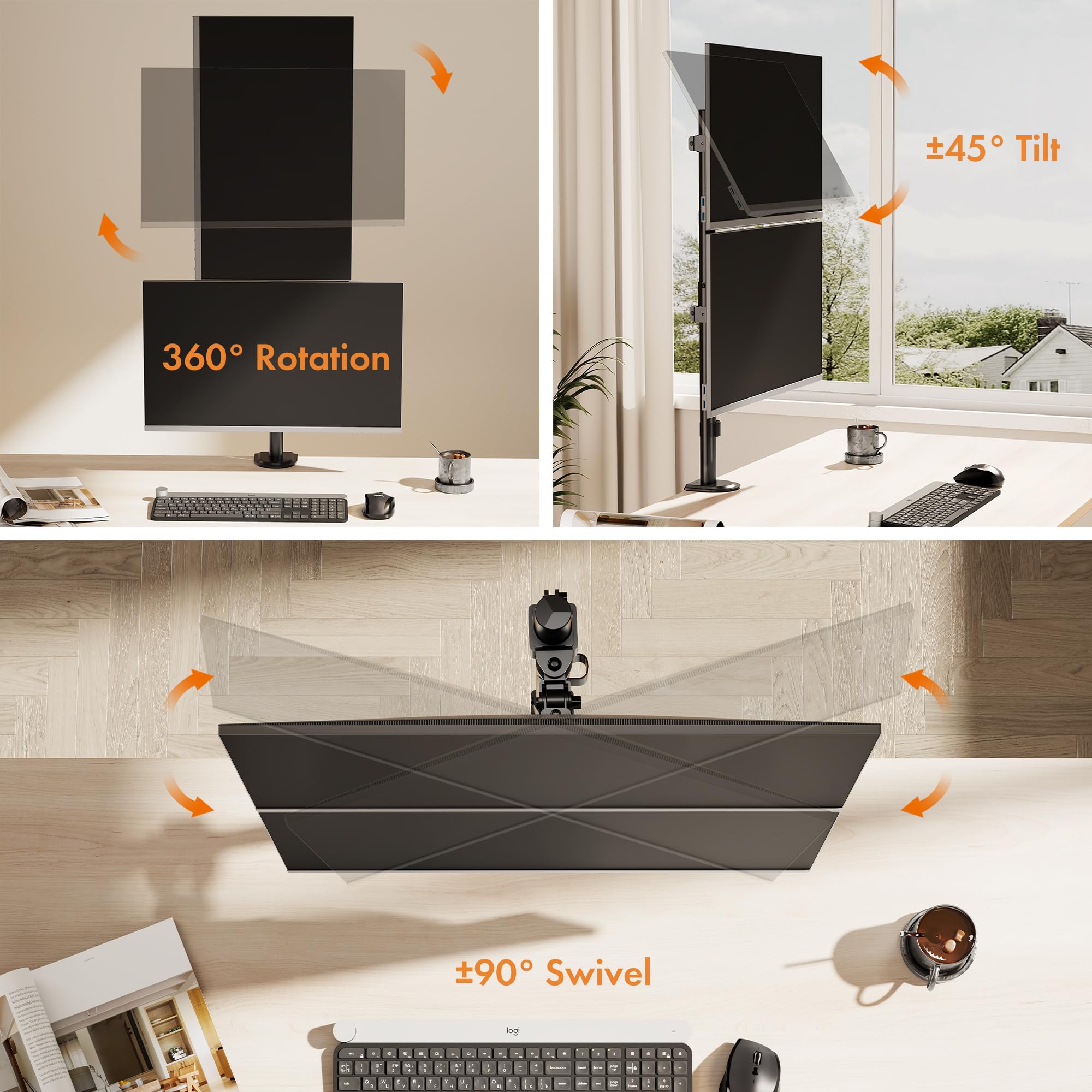 VonHaus Supporto Doppio Monitor Verticale da Scrivania VESA 8 kg