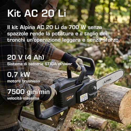Alpina AC 20 Li Kit motosega a batteria 25 cm 4Ah