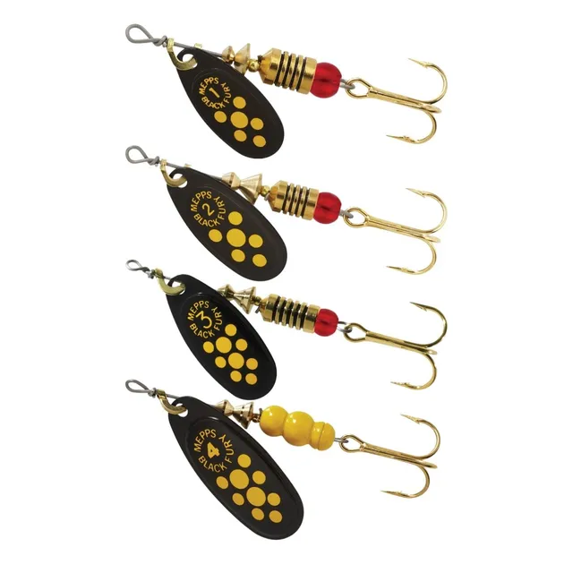 Mepps Black Fury Black Yellow Dots cucchiaino