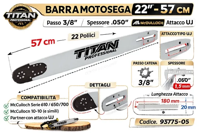 Titan Professional 93773-05 Barra motosega 22" 57 cm UJ
