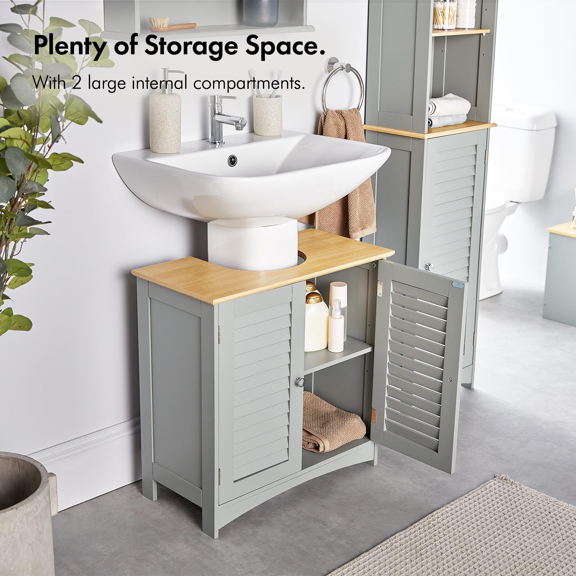 VonHaus Shrewsbury Mobile Bagno Sottolavabo Grigio 60 cm