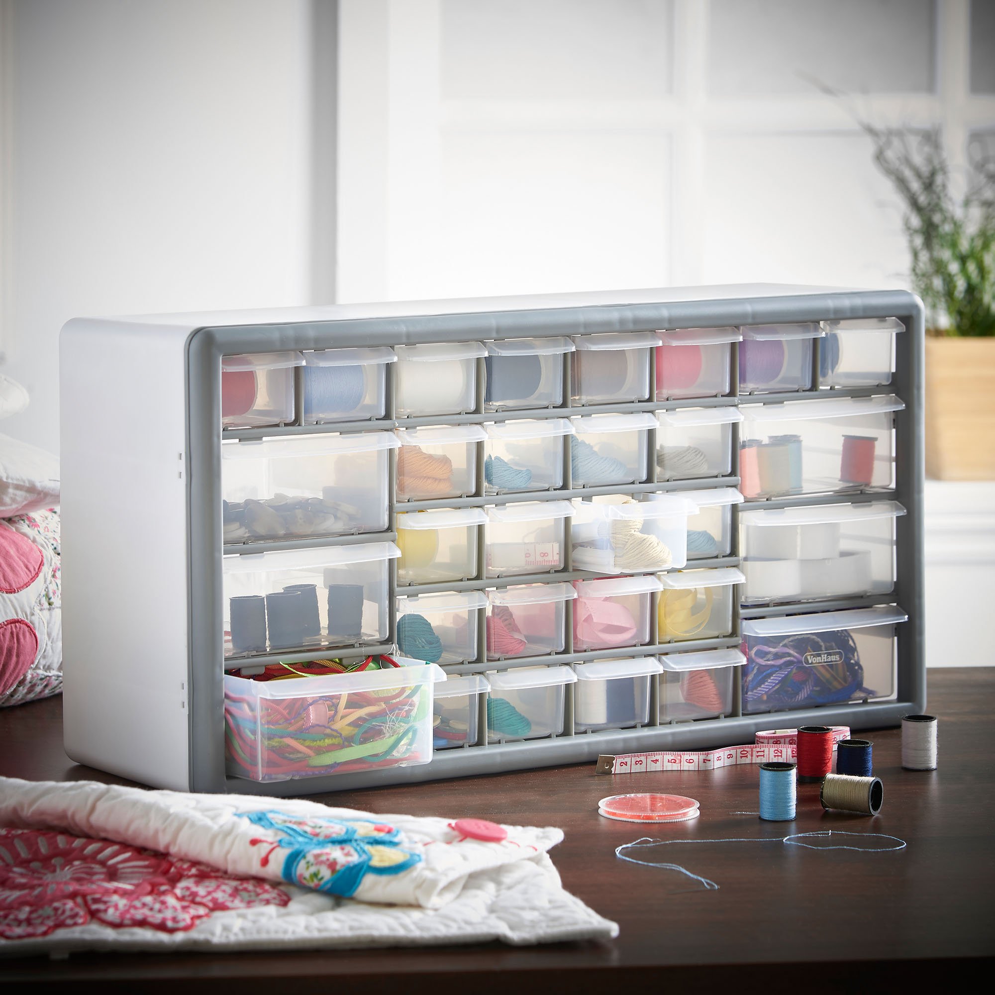 VonHaus Organizer 30 cassetti portaviti da parete grigio