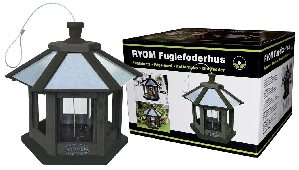 Ryom mangiatoia uccelli esagonale 34 cm legno zinco