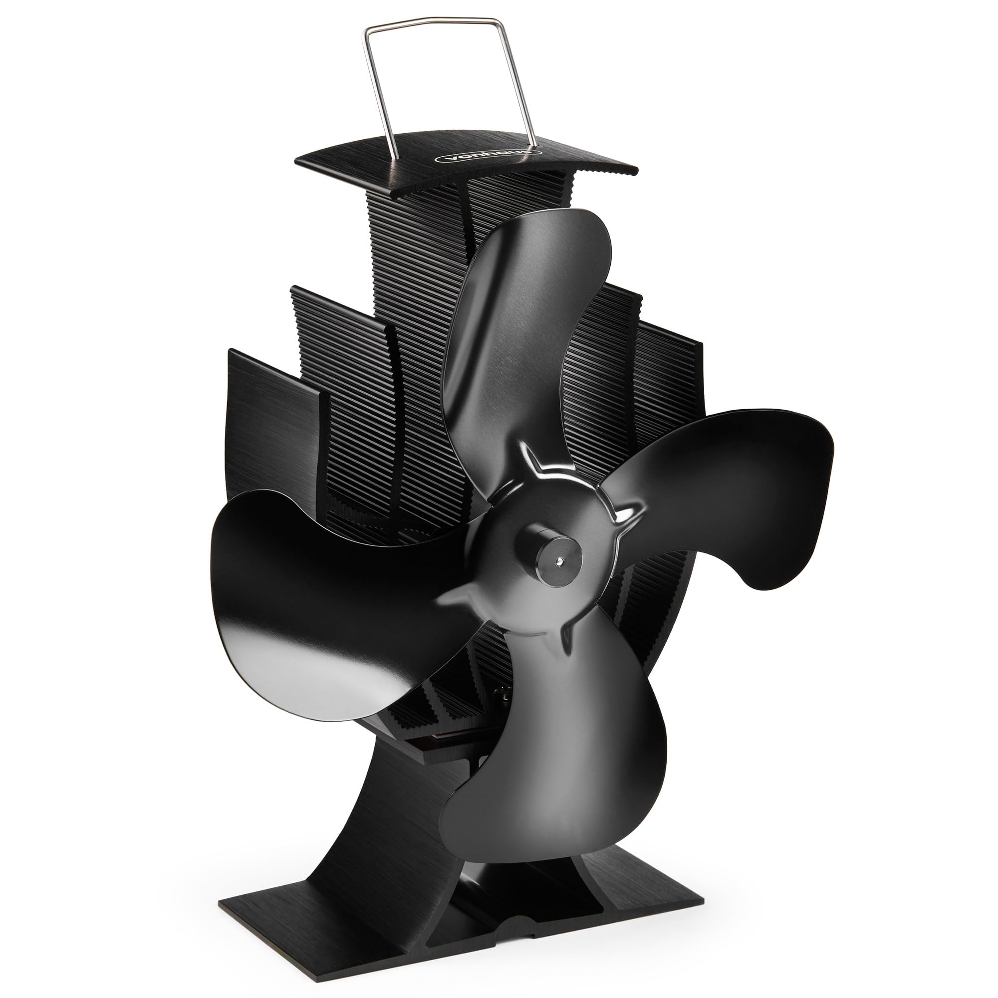 Vonhaus ventilatore stufa a calore 4 pale alluminio nero
