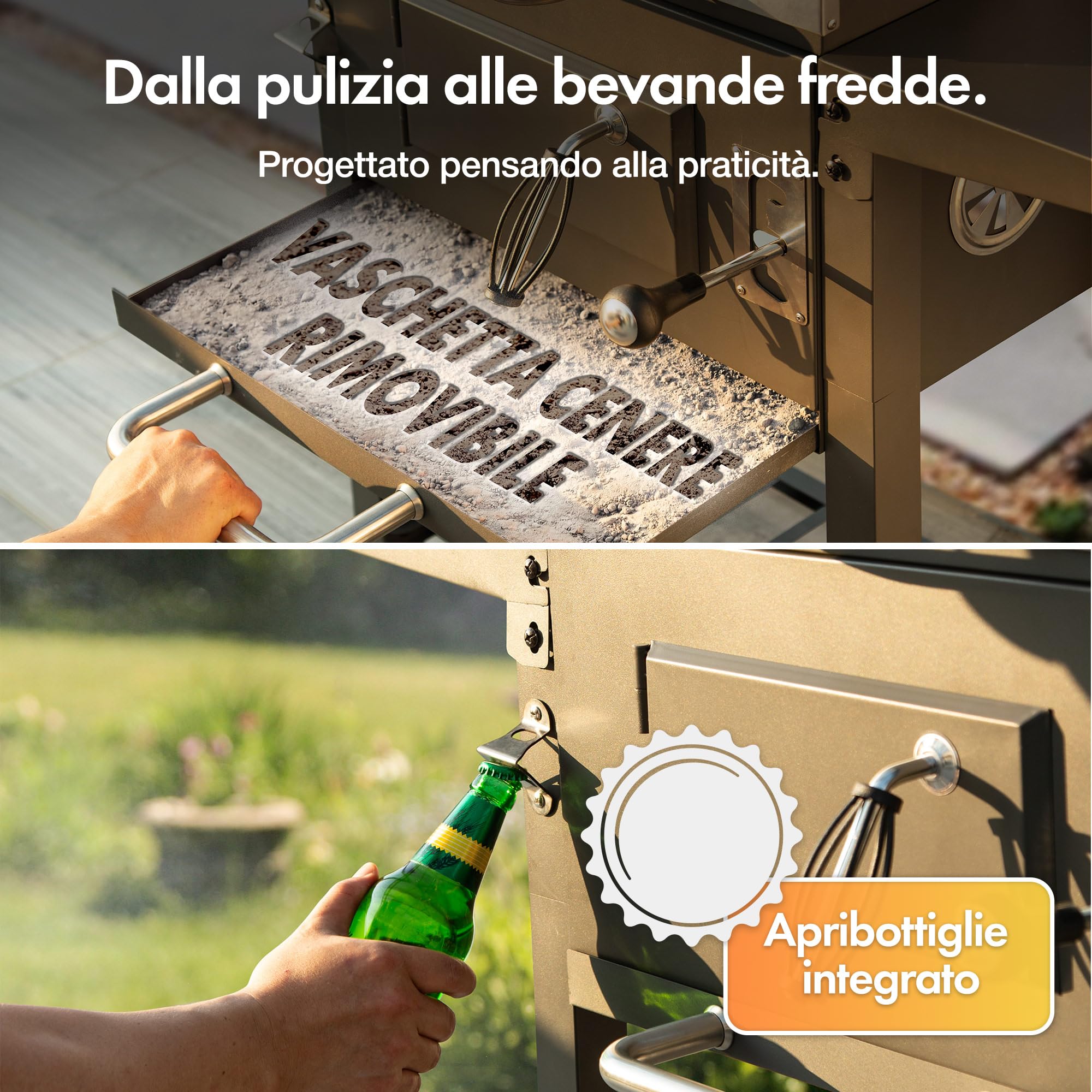 VonHaus Barbecue Carbone con Smoker 43x30,5 cm Termometro