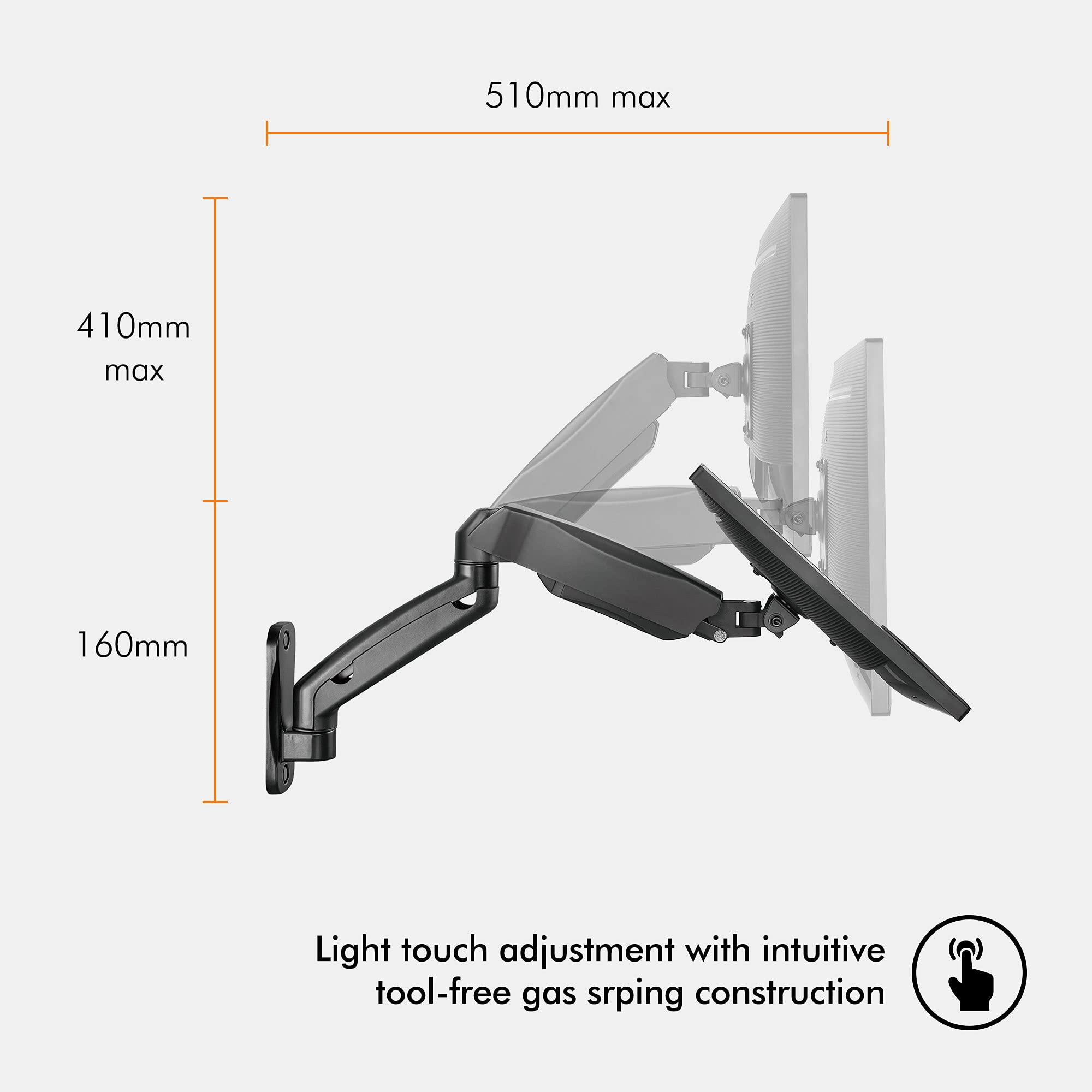 VonHaus Supporto monitor 17-27" braccio gas VESA 75 100