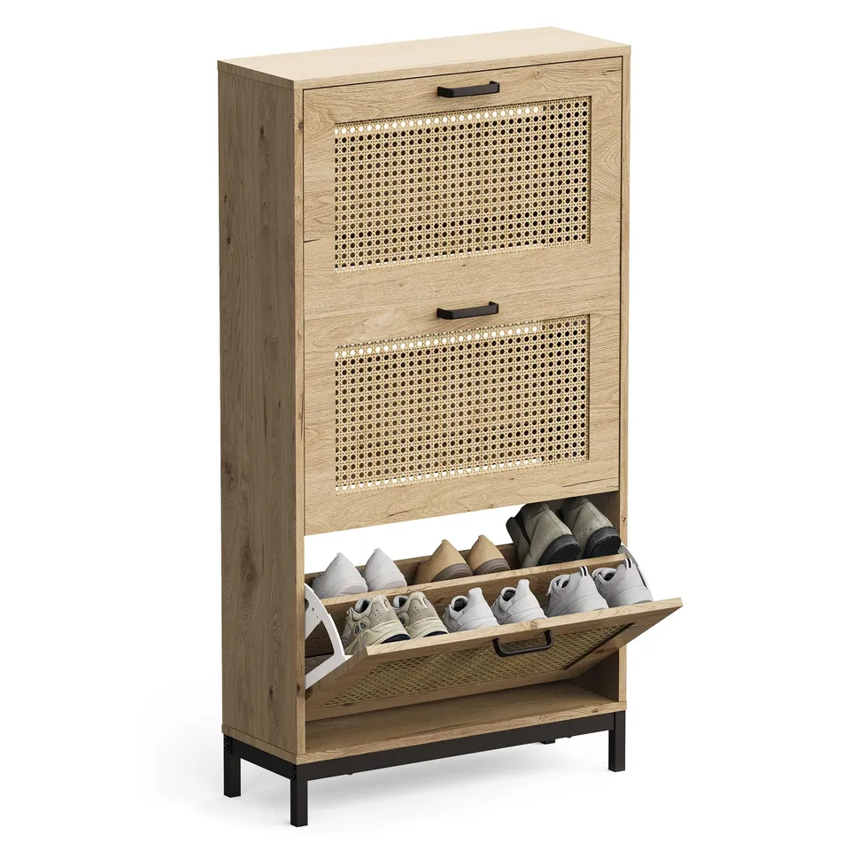 VonHaus Lena scarpiera rattan 3 cassetti 18 paia