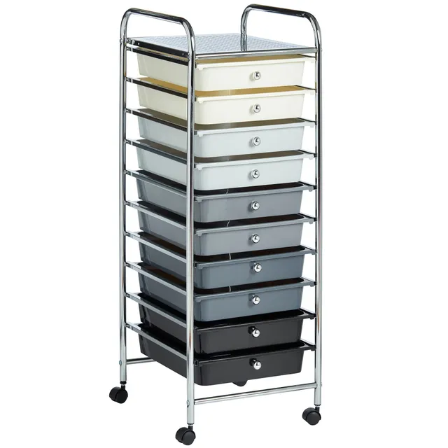 VonHaus Carrello 10 cassetti con ruote nero per ufficio
