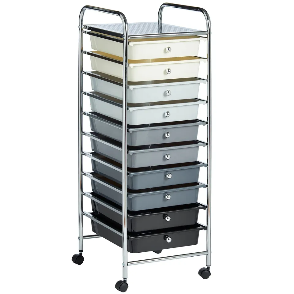 VonHaus Carrello 10 cassetti con ruote nero per ufficio
