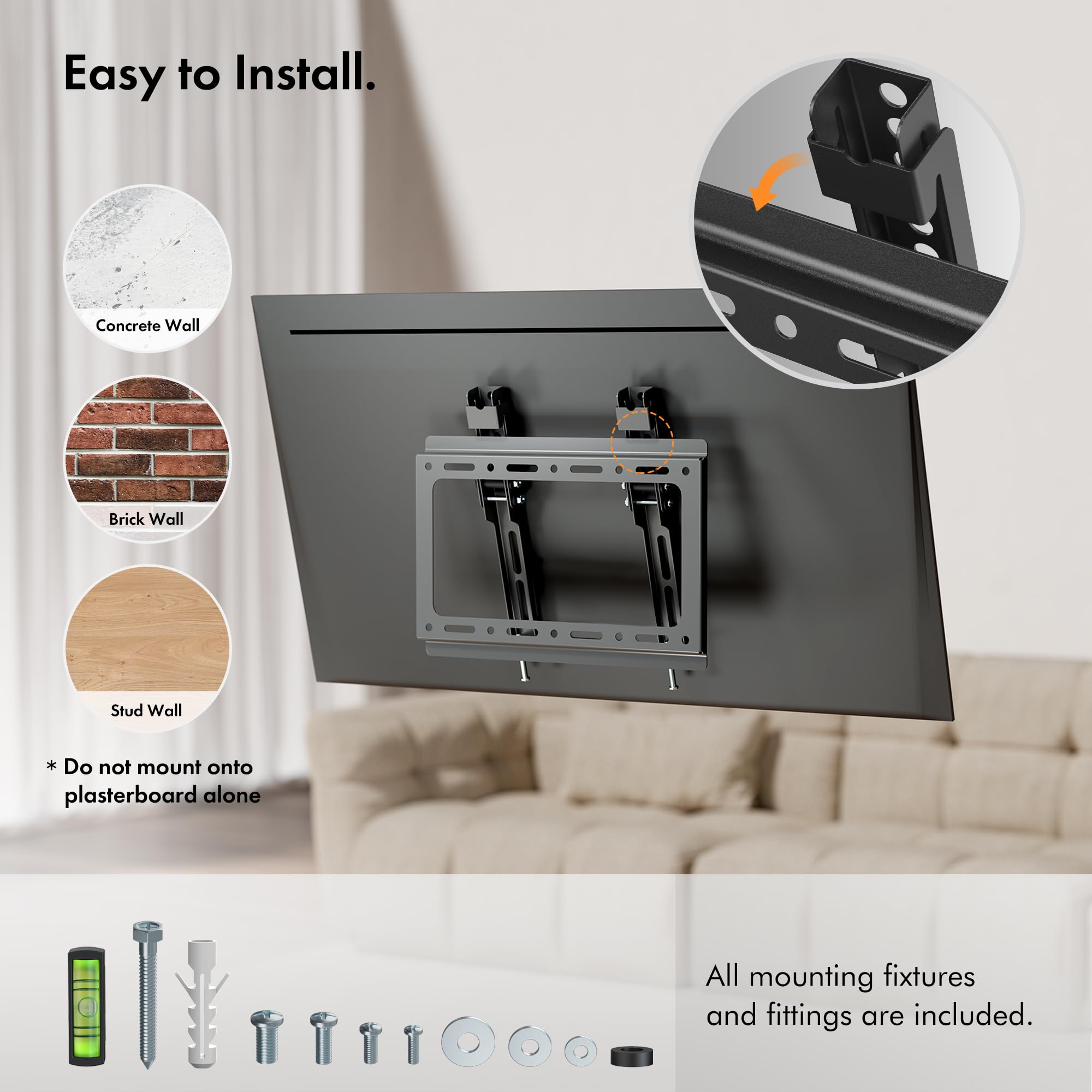 VonHaus Supporto TV a Parete 17-37" Inclinabile Acciaio