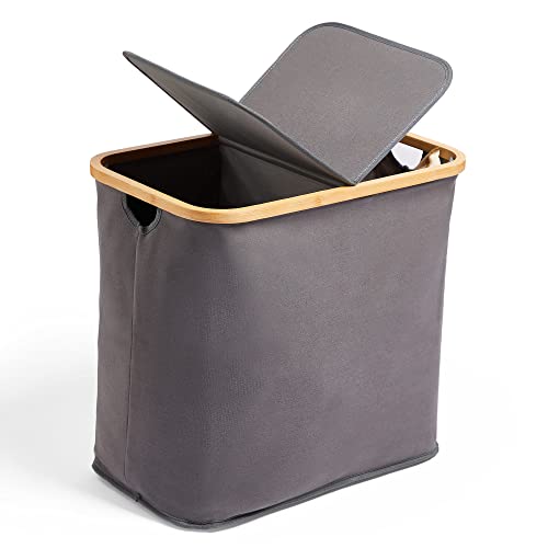 Vonhaus Cesto Portabiancheria 2 Scomparti Grigio 50x53x33