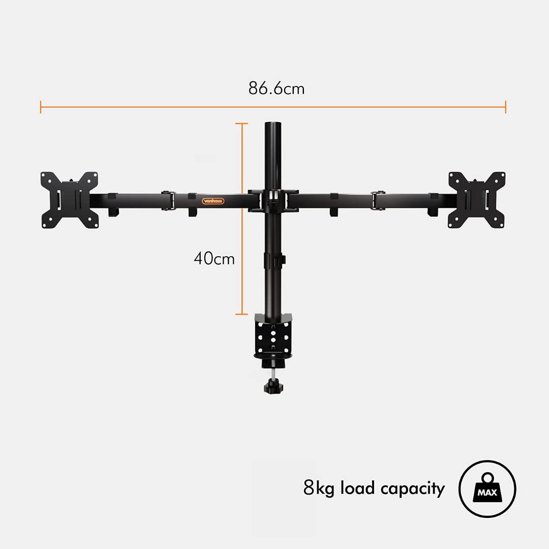 VonHaus Braccio Doppio Monitor 13-27" VESA Nero