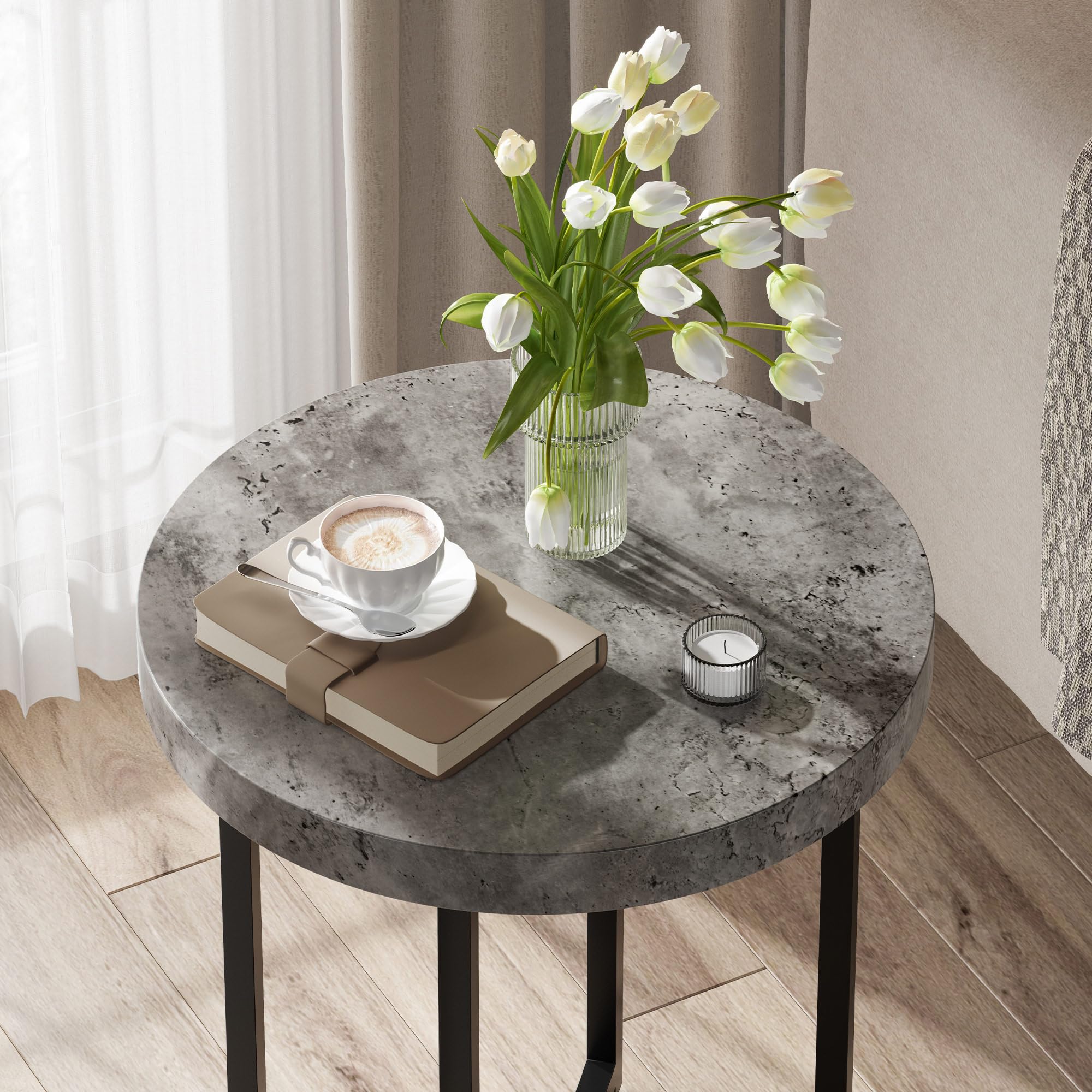 VonHaus Tavolino Caffè Grigio Effetto Cemento
