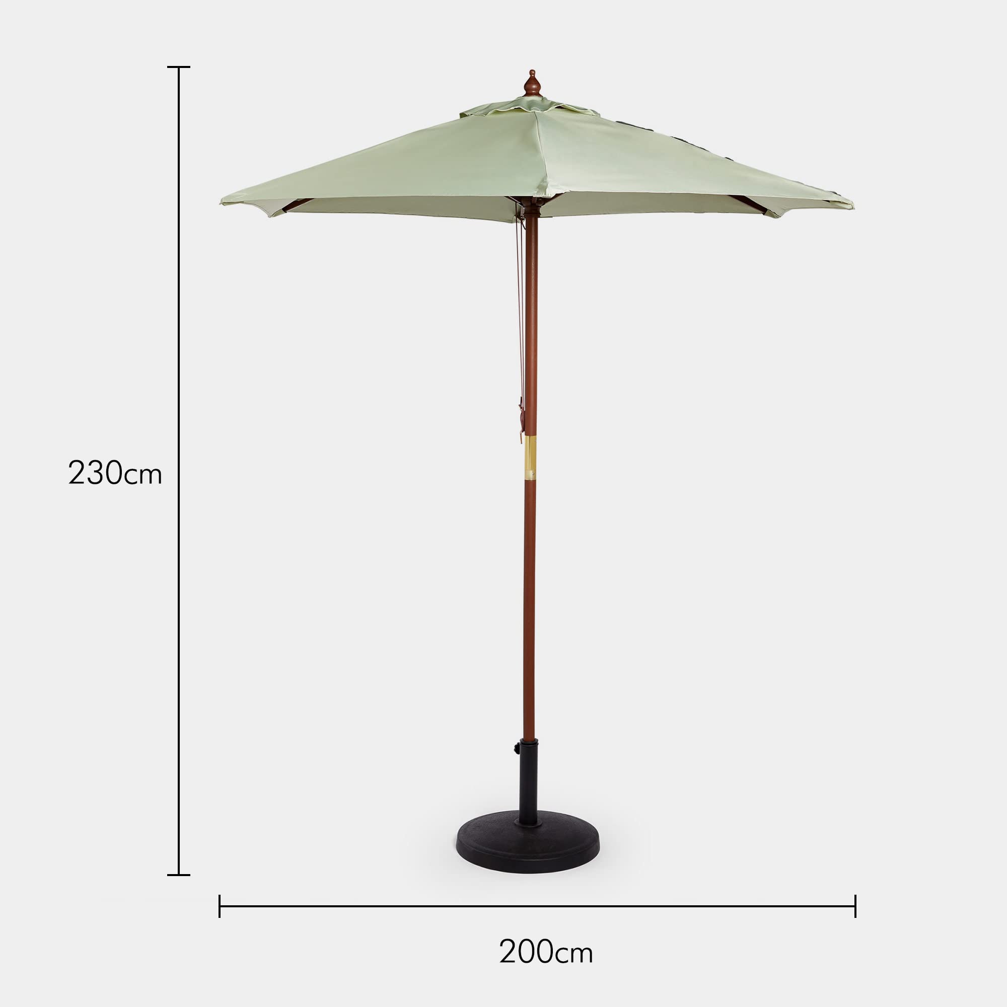 VonHaus Ombrellone legno 2 m giardino e patio