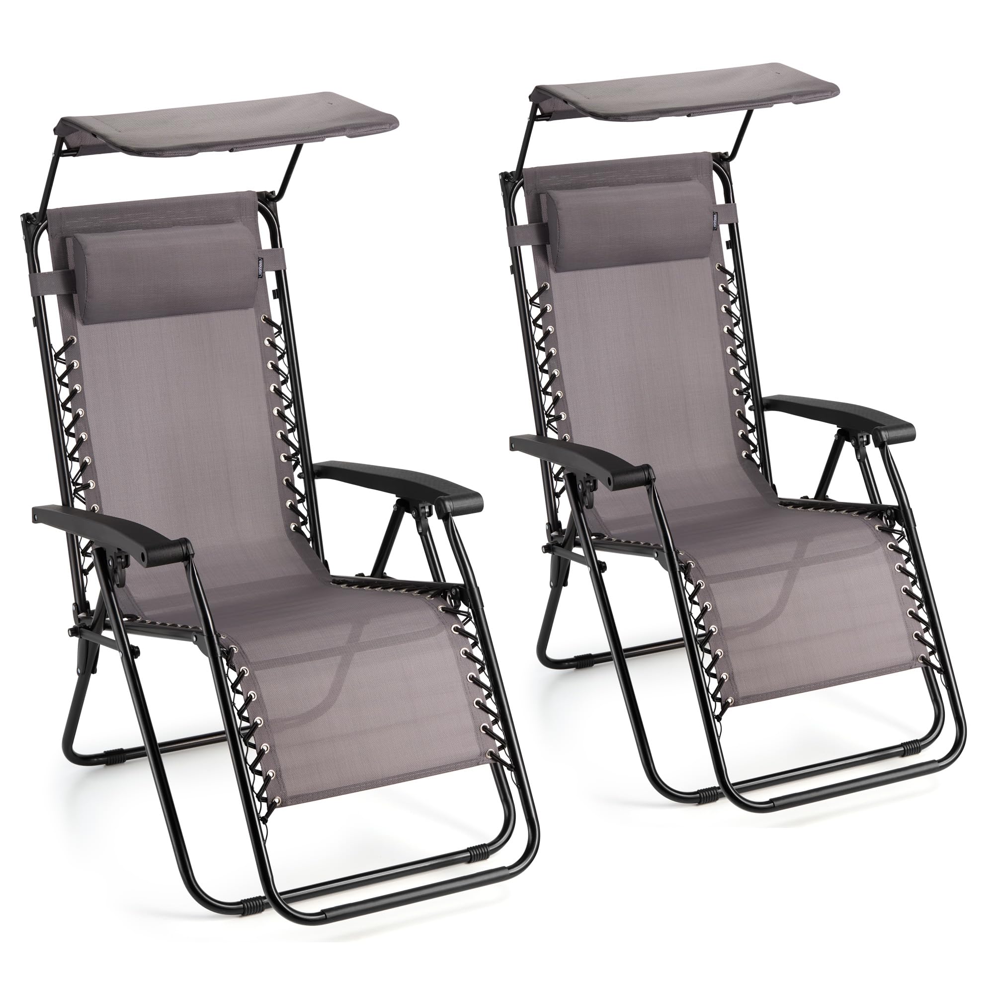 VonHaus Zero Gravity set 2 sdraio con tettuccio grigio