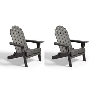 VonHaus Adirondack Set 2 Sedie Pieghevoli Grigio Plastica Riciclata