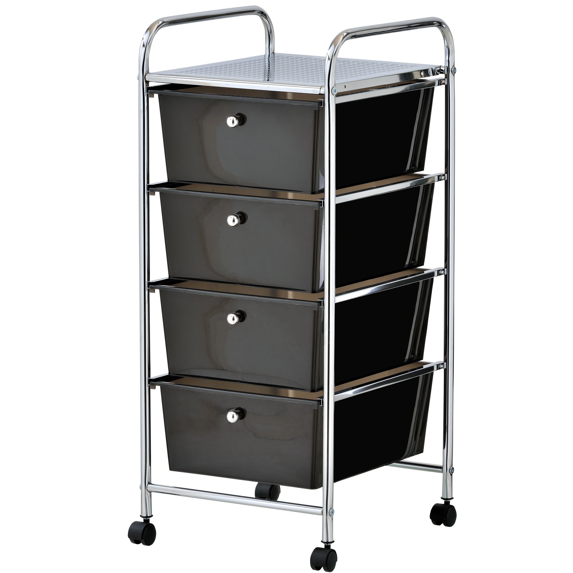VonHaus Carrello 4 Cassetti Nero Ruote Ufficio