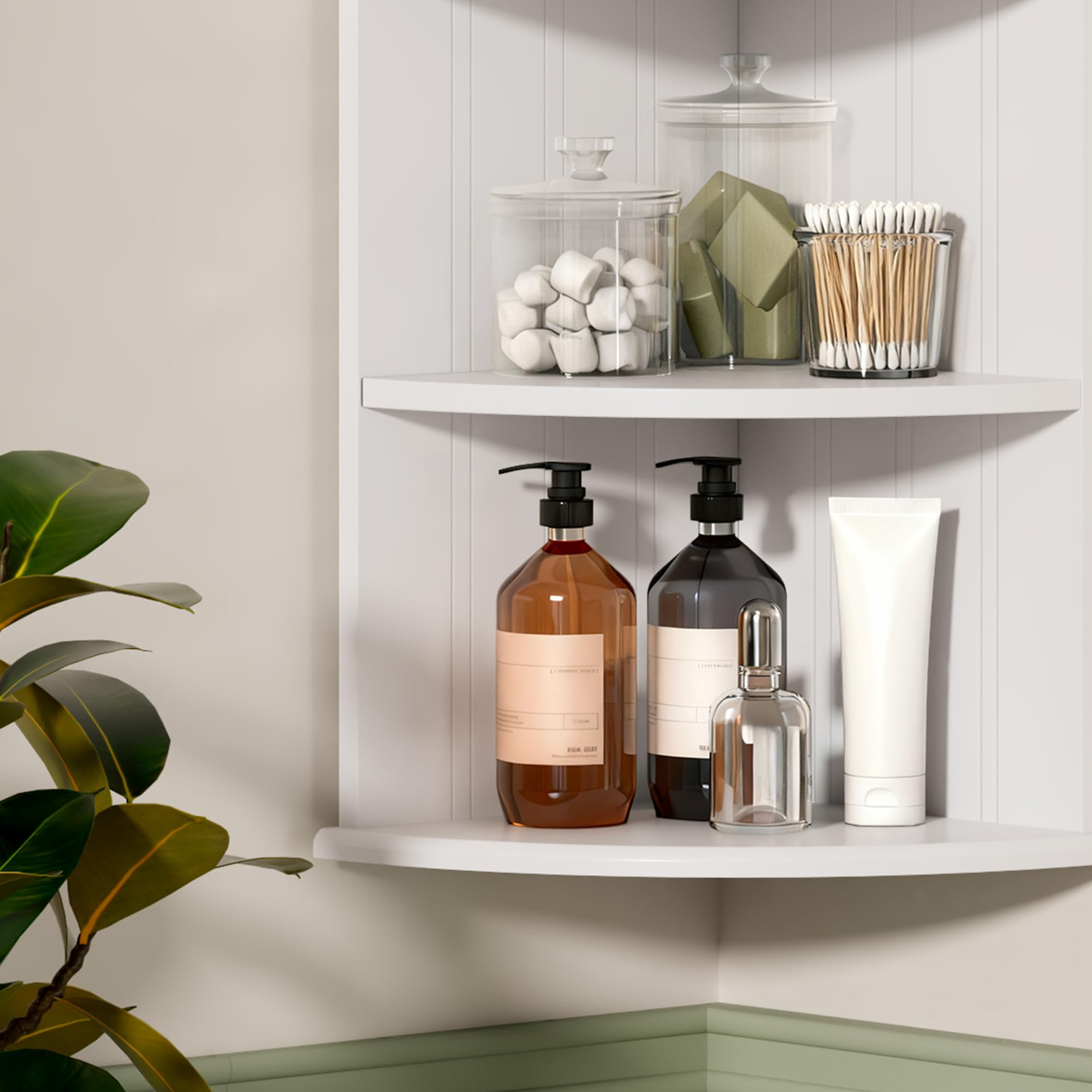 VonHaus Armadietto Angolare Bianco Mobile 3 Ripiani MDF