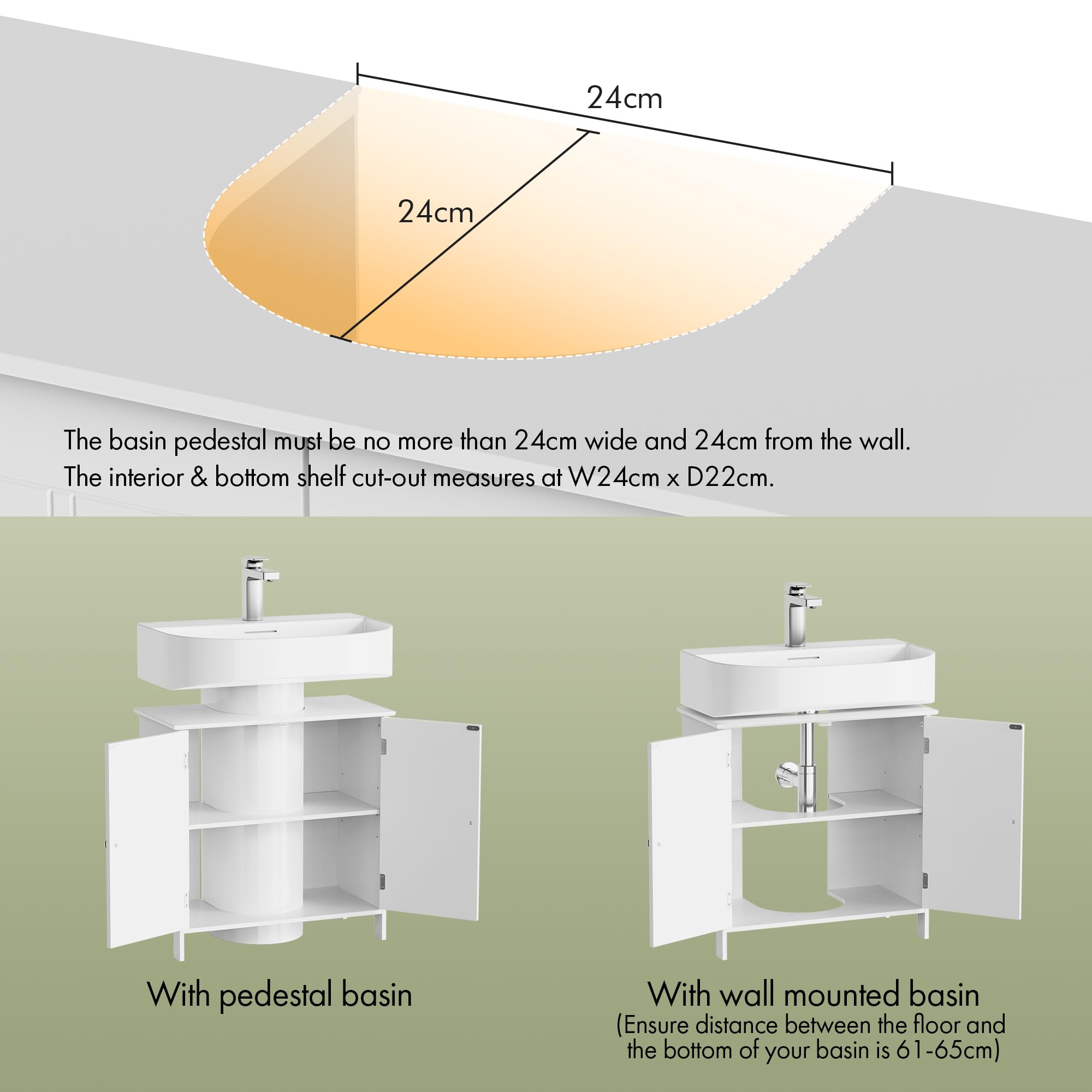 Vonhaus Mobile Sottolavabo Bianco 60x30x60 cm