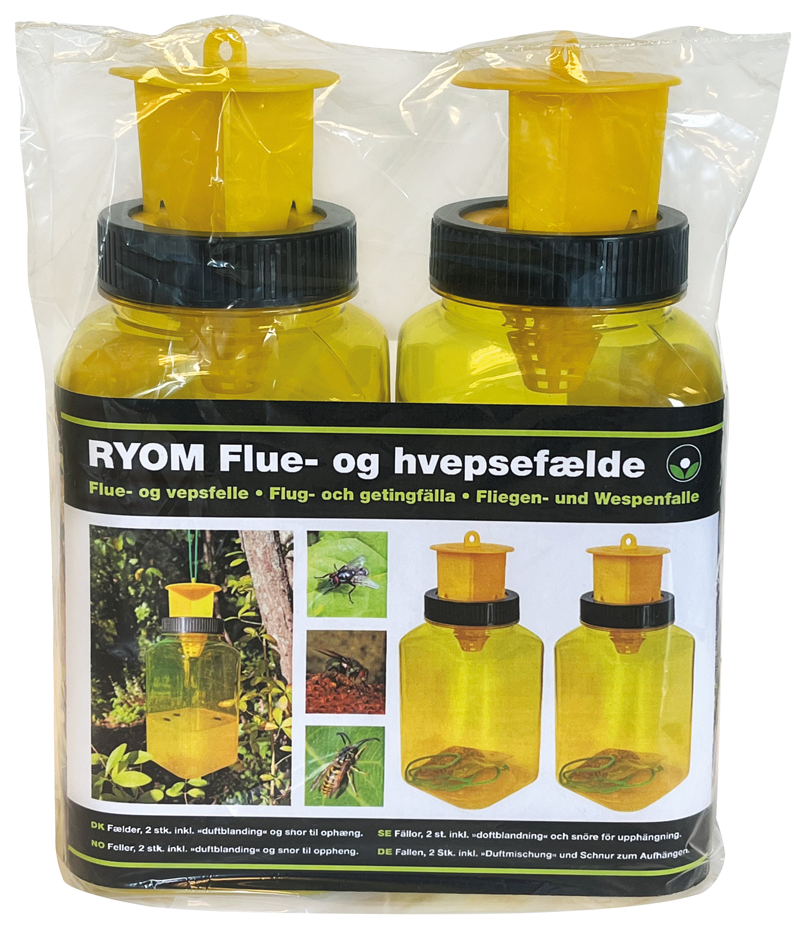 Ryom trappola mosche e vespe 2x1 L senza veleno riutilizzabile