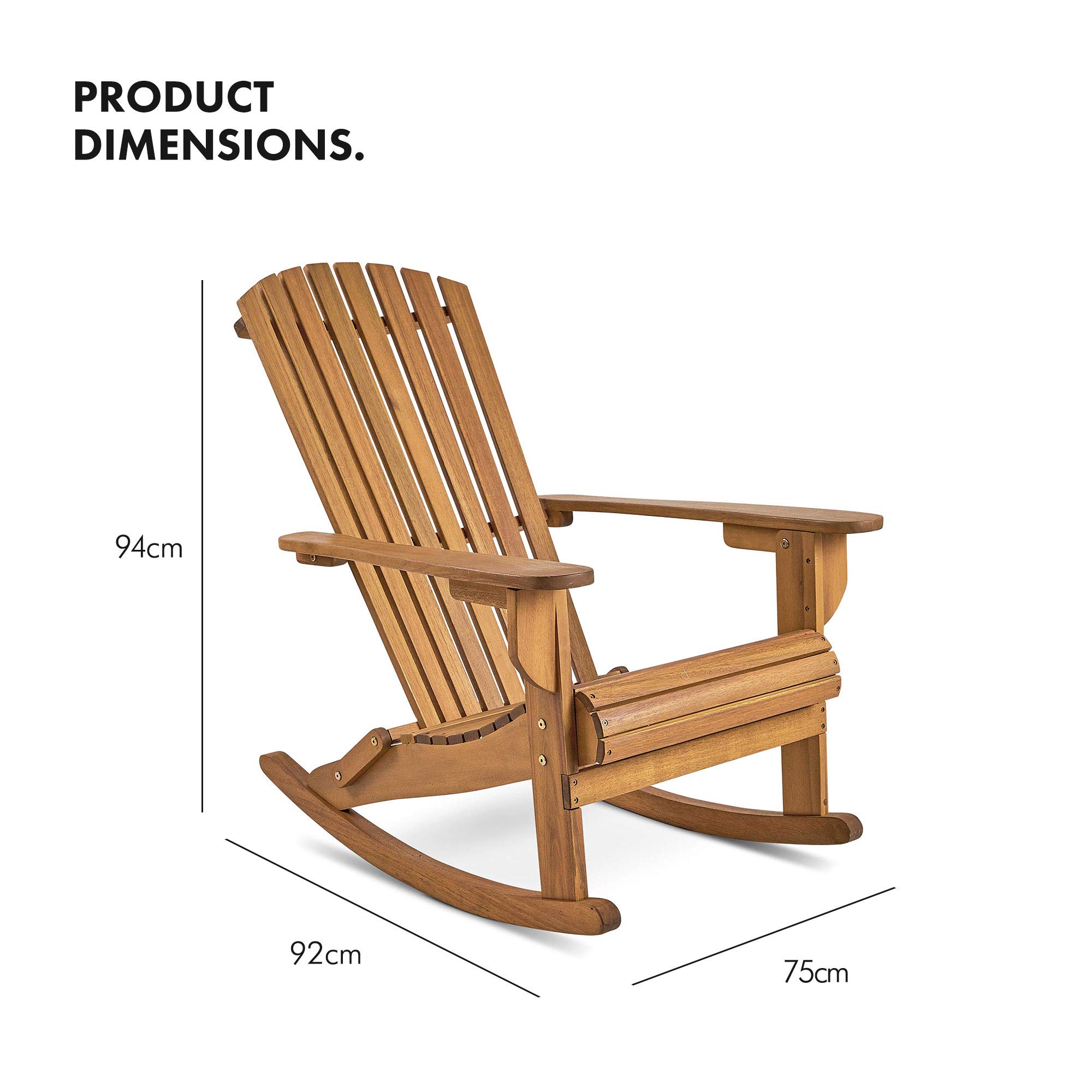 VonHaus Adirondack sedia a dondolo acacia oliata 150 kg