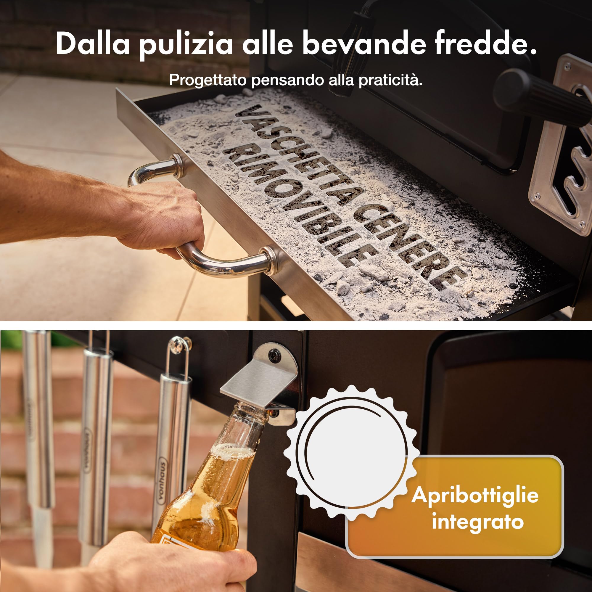 VonHaus Barbecue Carbone XL Grill Affumicatore Ghisa