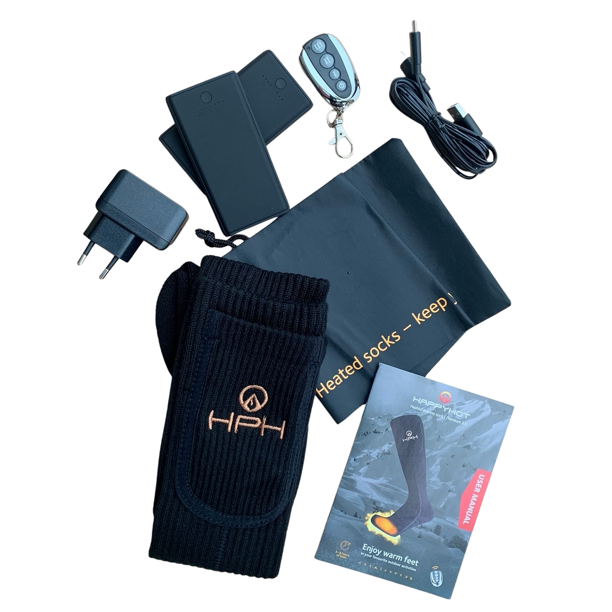 HappyHot Merino Premium 2.0 calze riscaldate 35-40 telecomando
