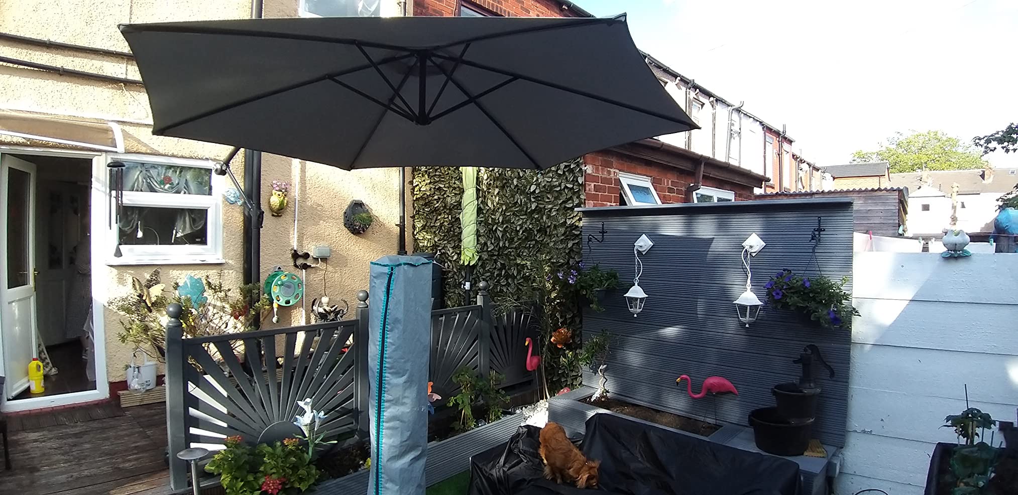 VonHaus Banana Ombrellone Sospeso da Giardino 3 m Grigio
