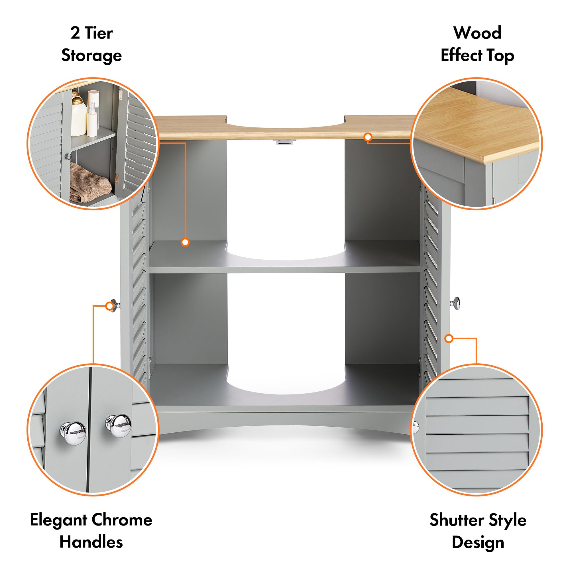 VonHaus Shrewsbury Mobile Bagno Sottolavabo Grigio 60 cm