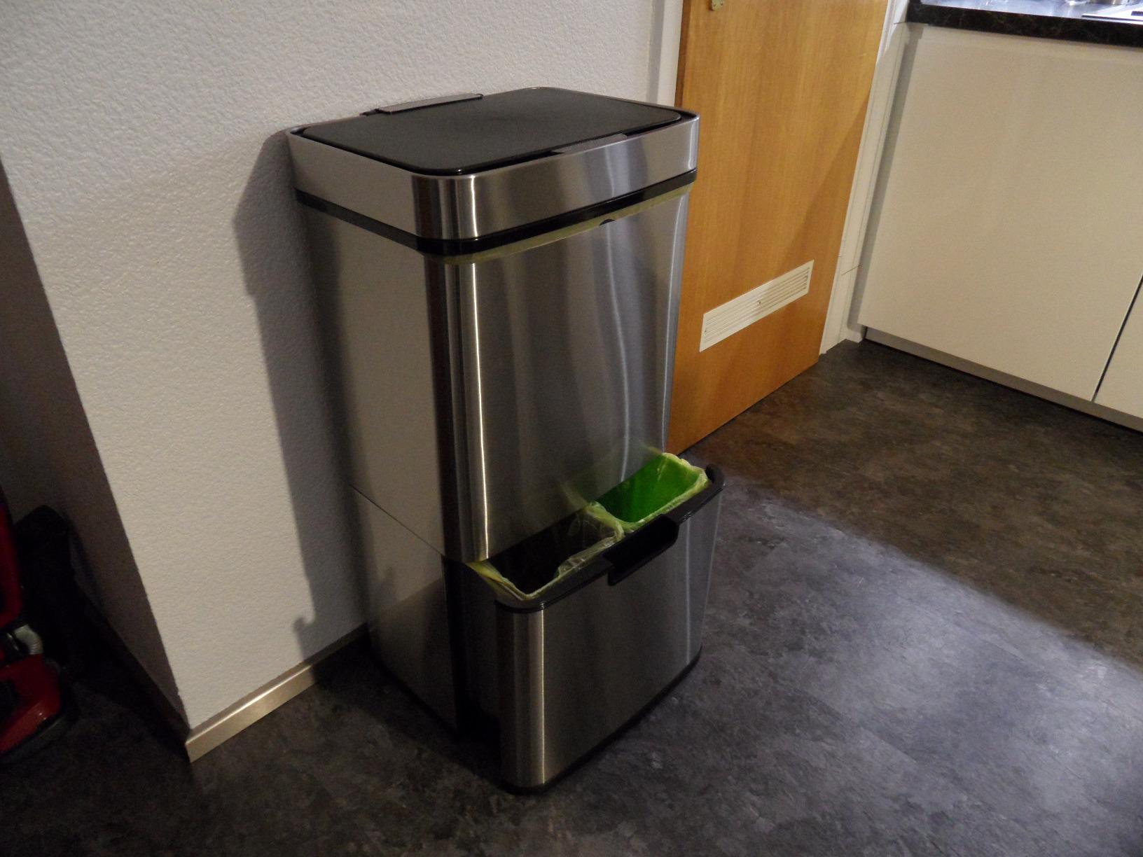 VonHaus pattumiera automatica sensore 72L acciaio nero 3 scomparti