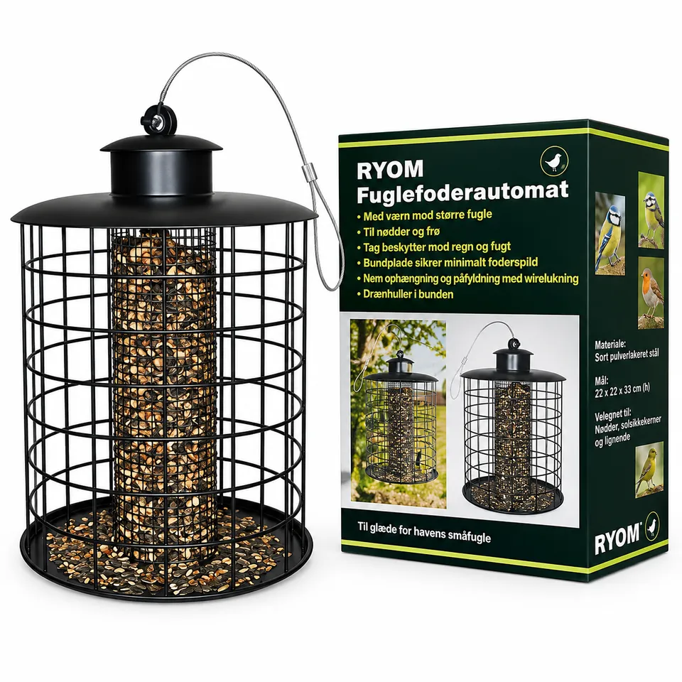 Ryom mangiatoia uccelli con protezione noci e semi 33 cm