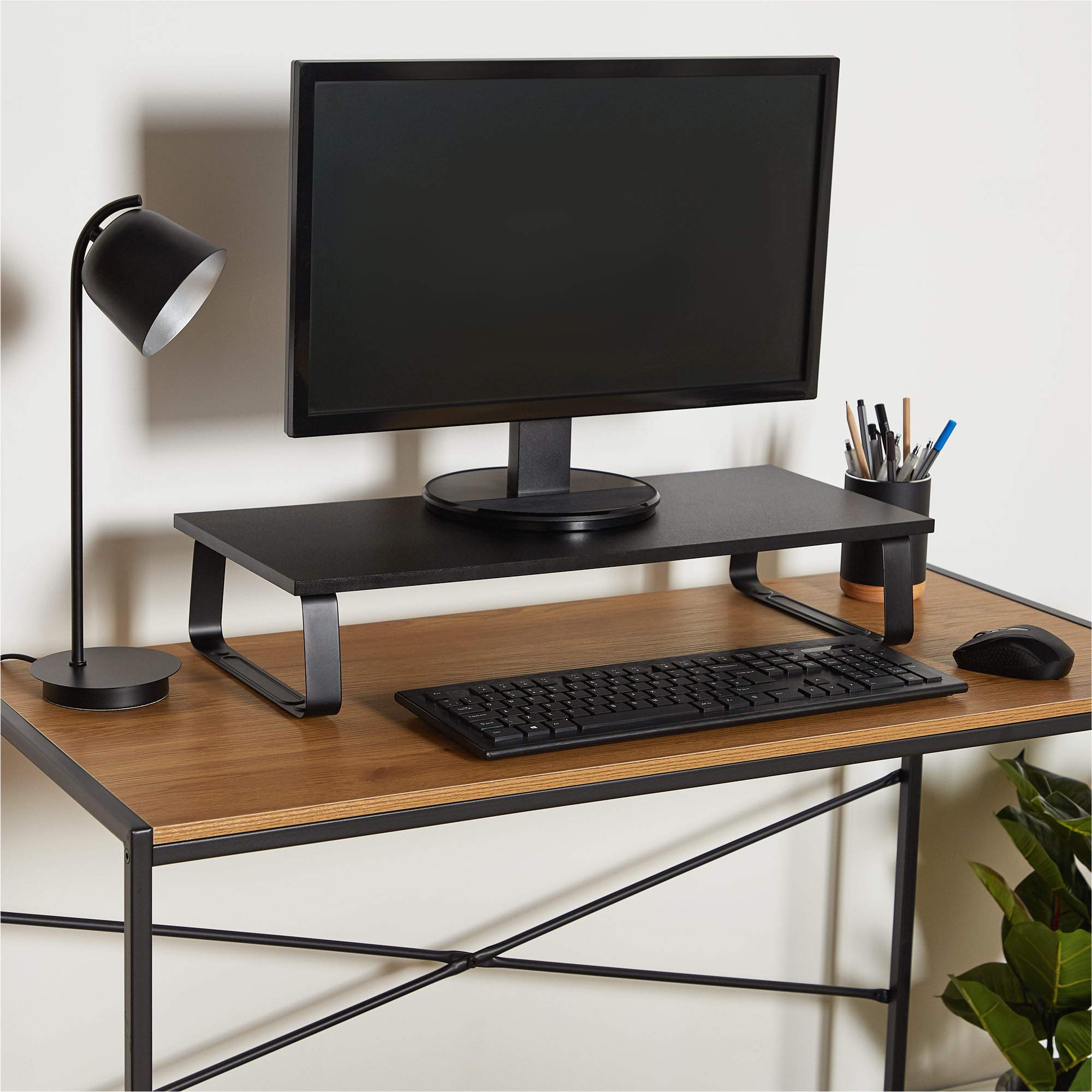 VonHaus Rialzo Monitor Scrivania Acciaio Nero