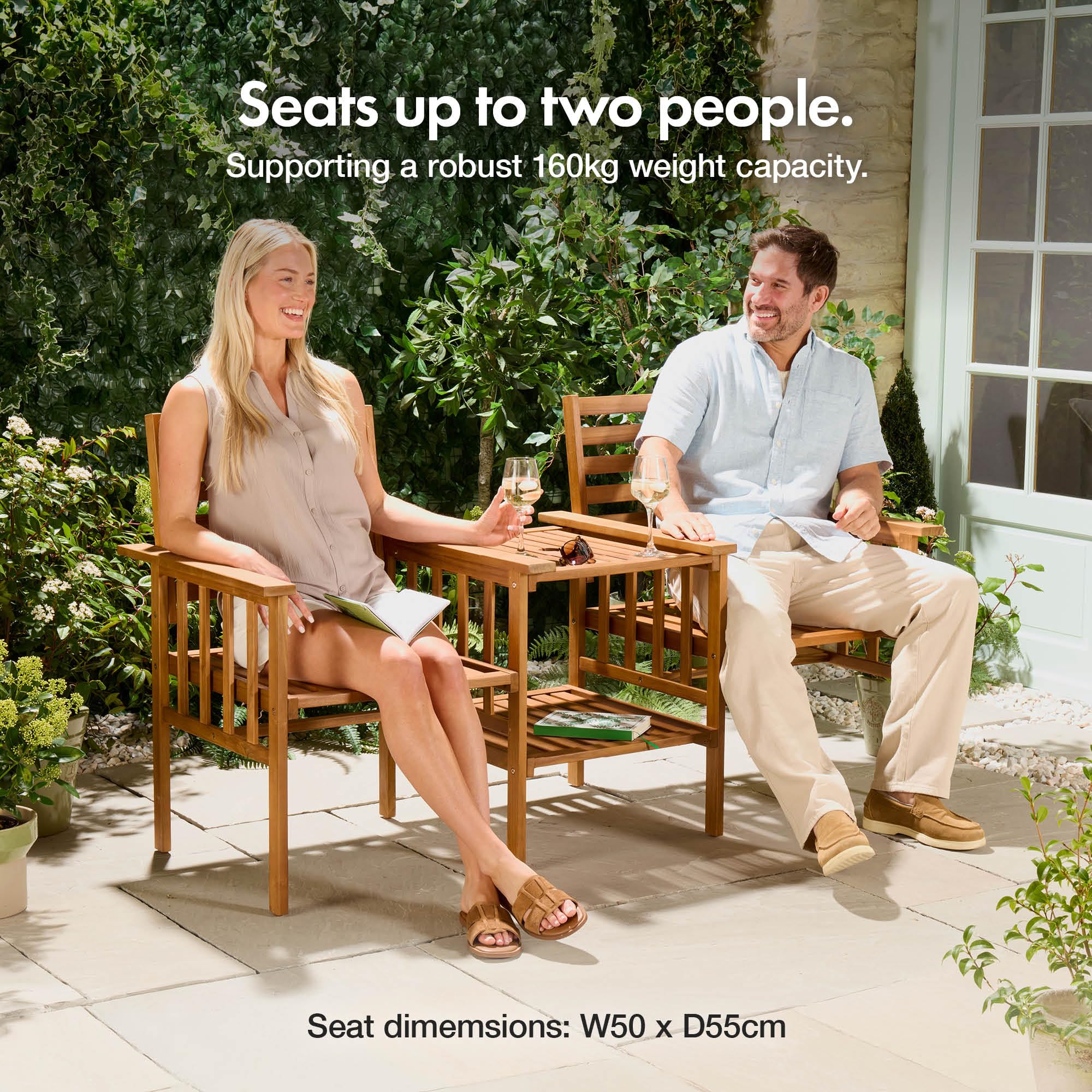 VonHaus Love Seat Collection Panchina Legno 2 posti