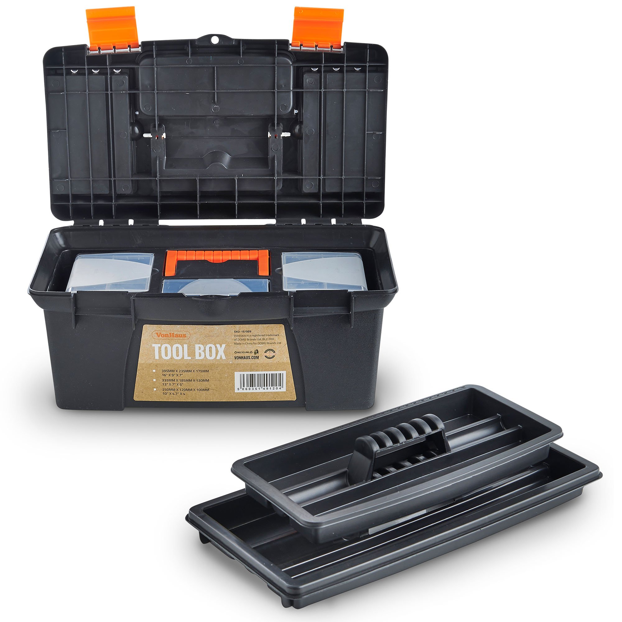 VonHaus Set 3 cassette Attrezzi Plastica 10" 13" 16,5"