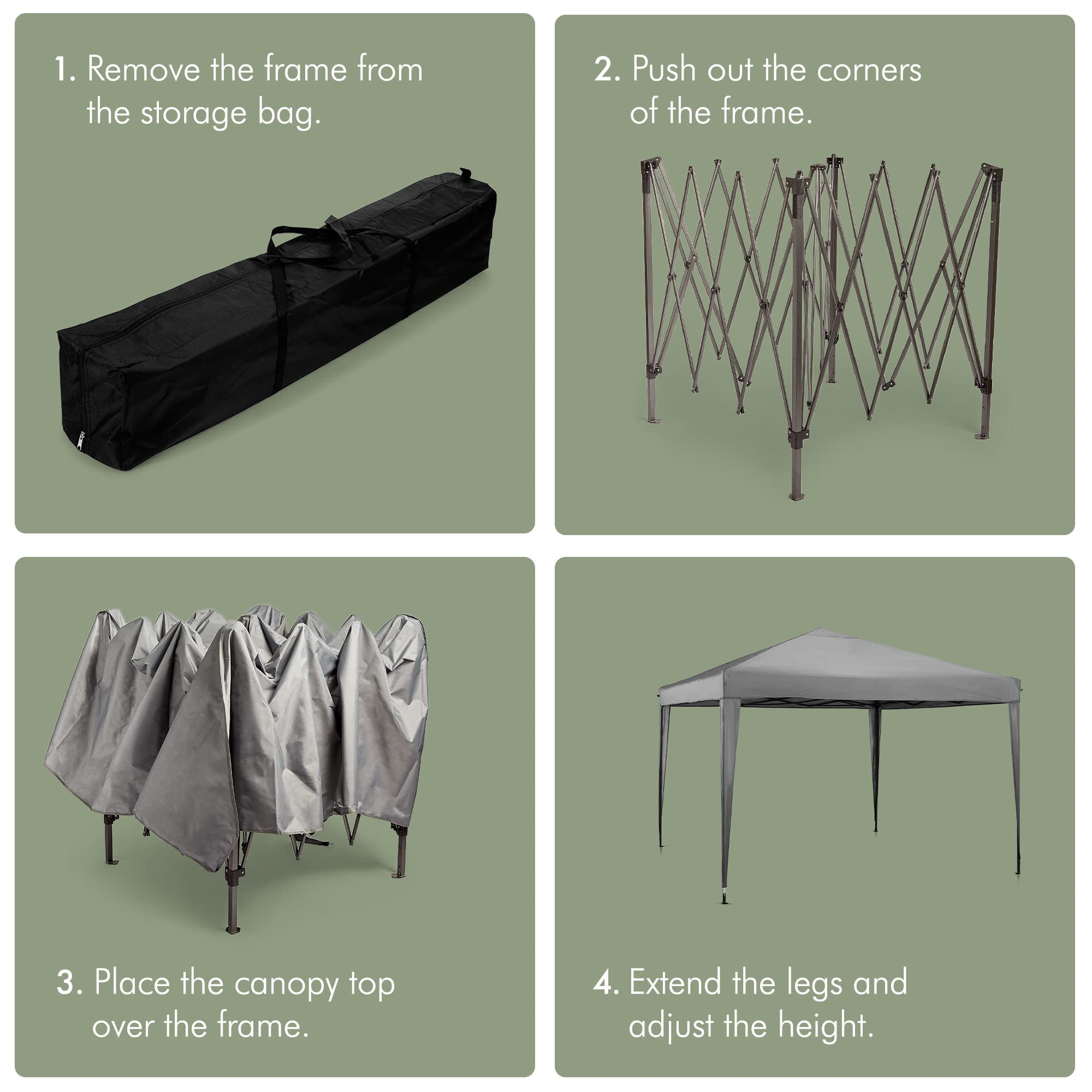 VonHaus Gazebo 3x3 Grigio Ardesia pieghevole