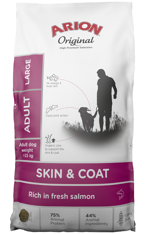 Arion Original Skin Coat L crocchette salmone riso 12 kg