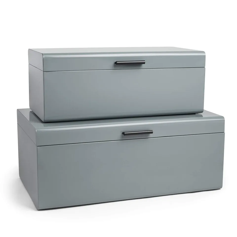 Vonhaus set 2 bauli carbone metallo grigio M+L