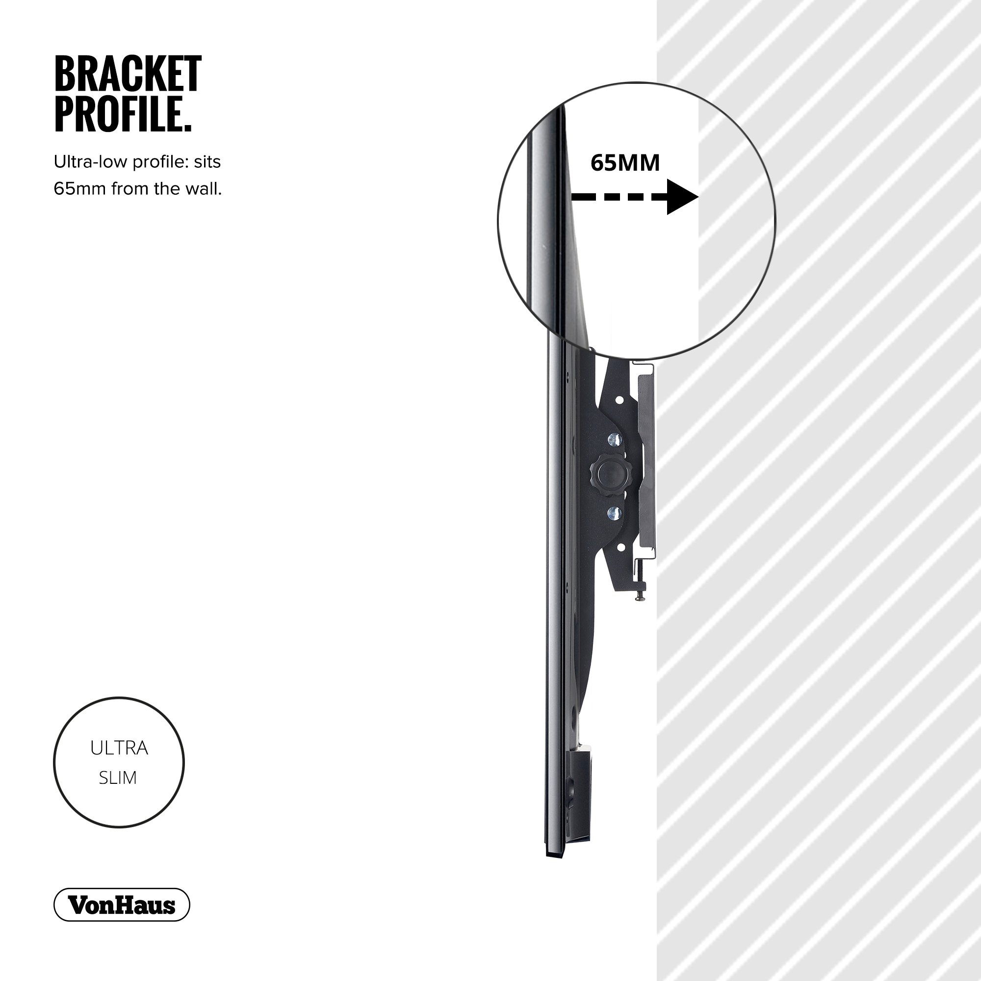 VonHaus Staffa TV a Parete 33-60 Pollici Inclinabile 75 kg