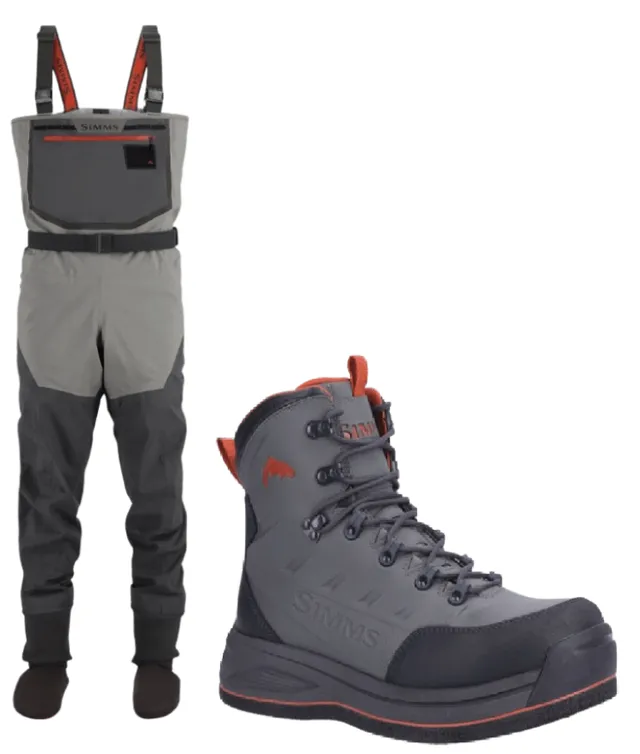 Simms Freestone set waders Smoke L stivali pesca traspirante