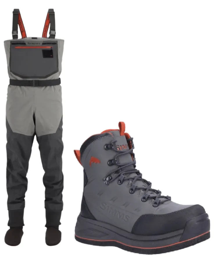 Simms Freestone set waders Smoke L stivali pesca traspirante