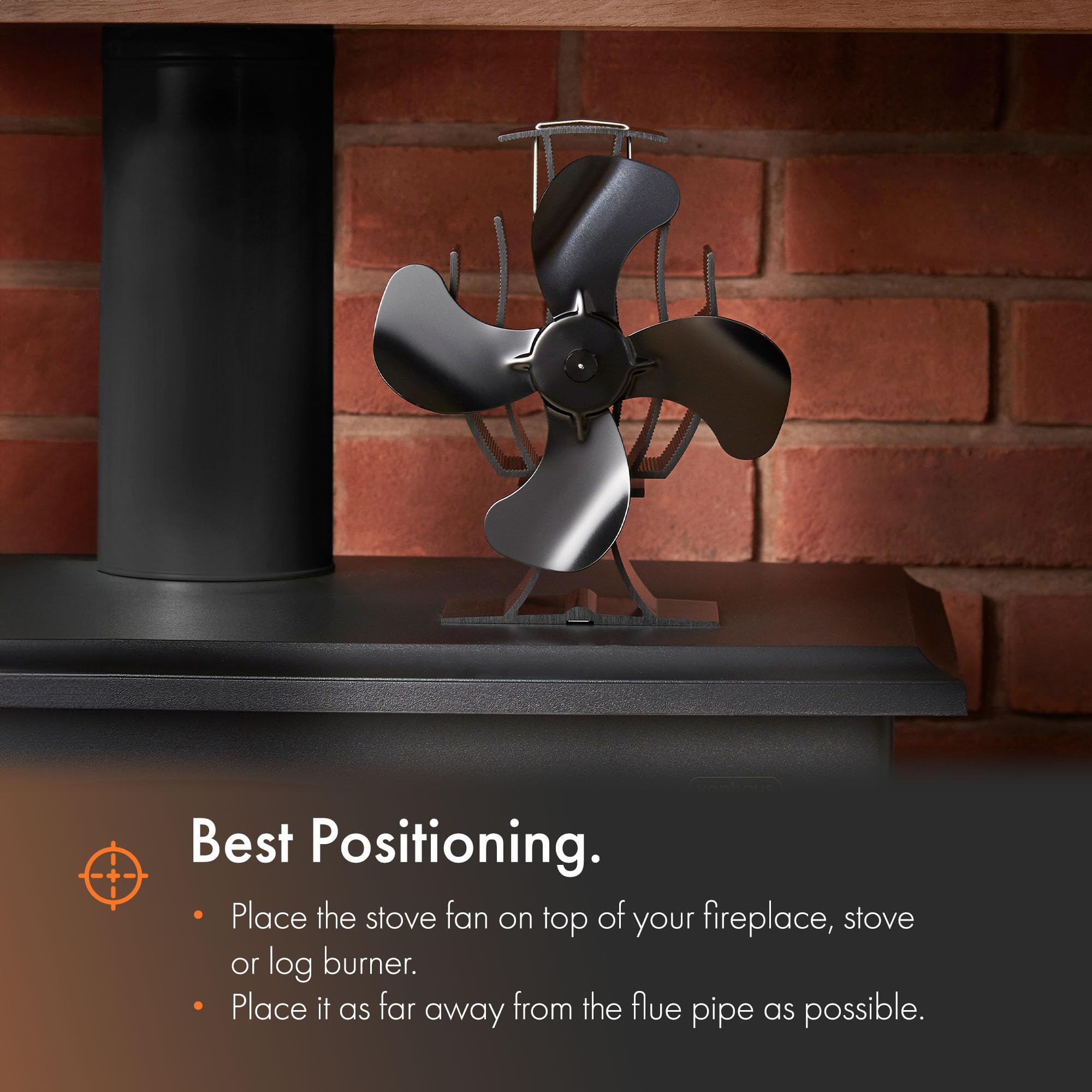 Vonhaus ventilatore stufa a calore 4 pale alluminio nero