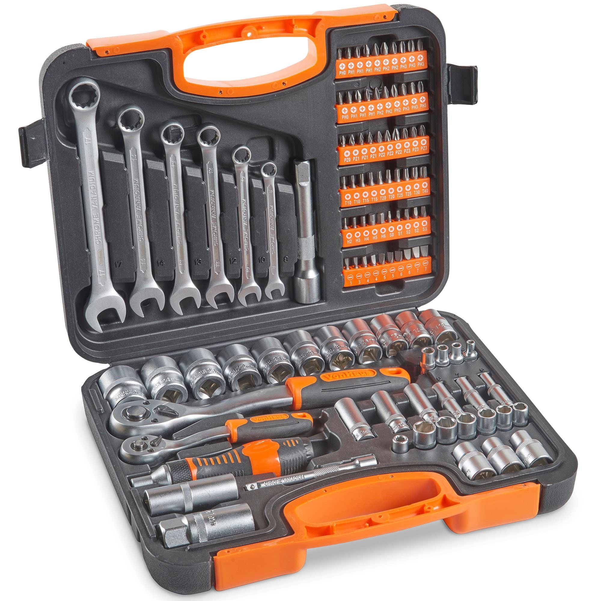 VonHaus Set Chiavi a Bussola 104 Pezzi con Cricchetti e Custodia