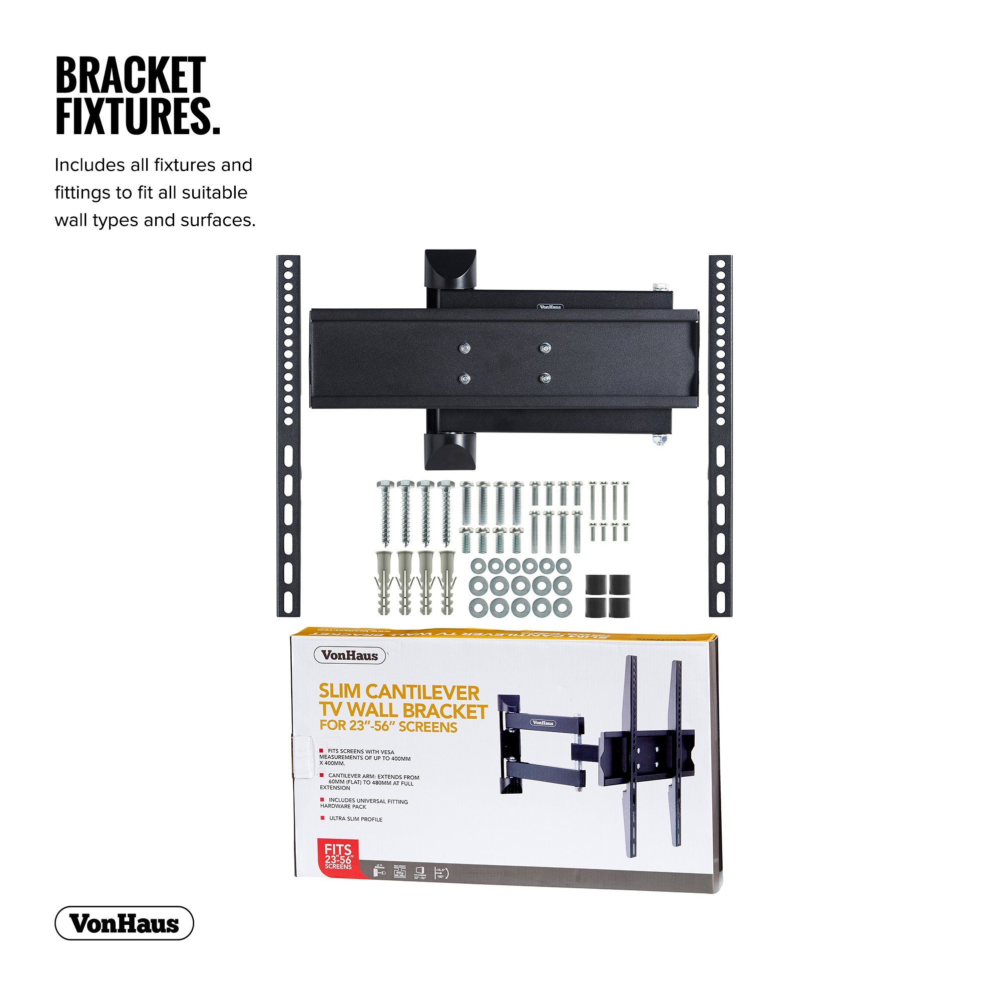VonHaus Supporto TV Parete 23-56" VESA 400x400 Braccio 48 cm