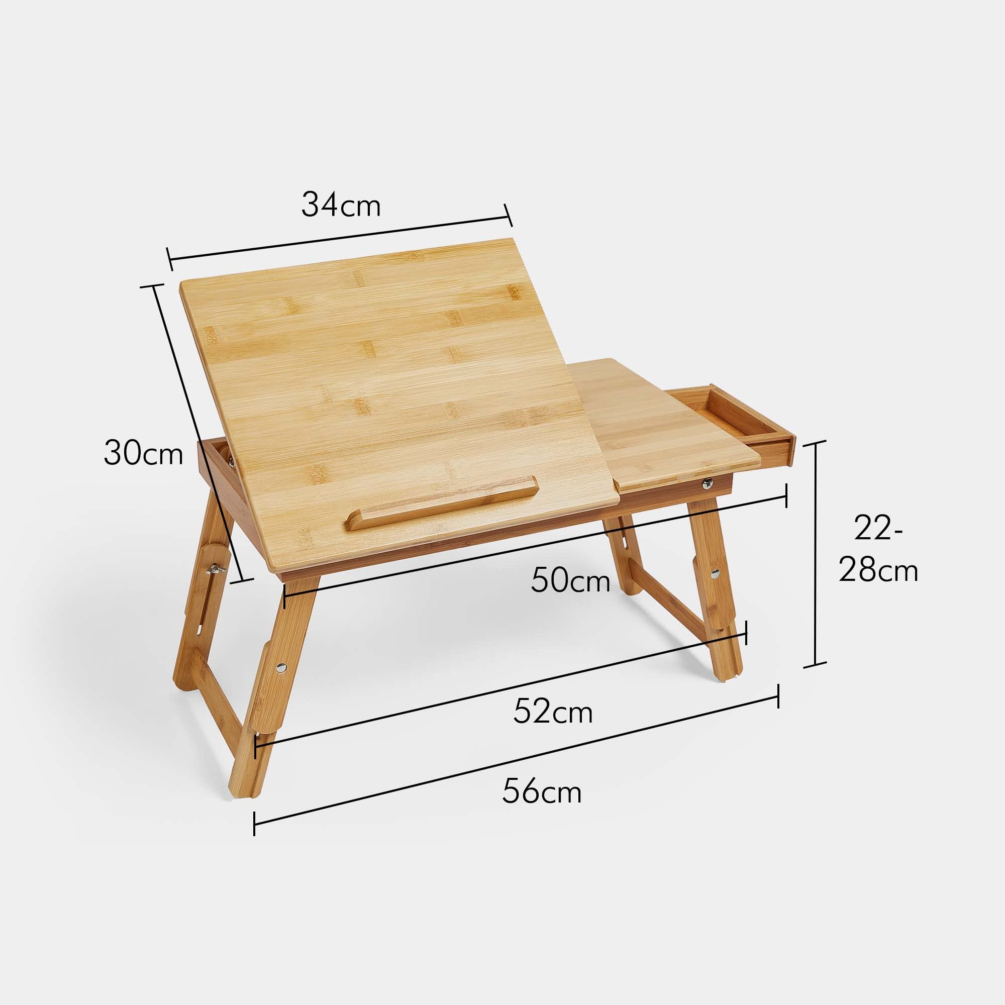VonHaus Lapdesk Vassoio Laptop Bambù 50x30 con Cassetto
