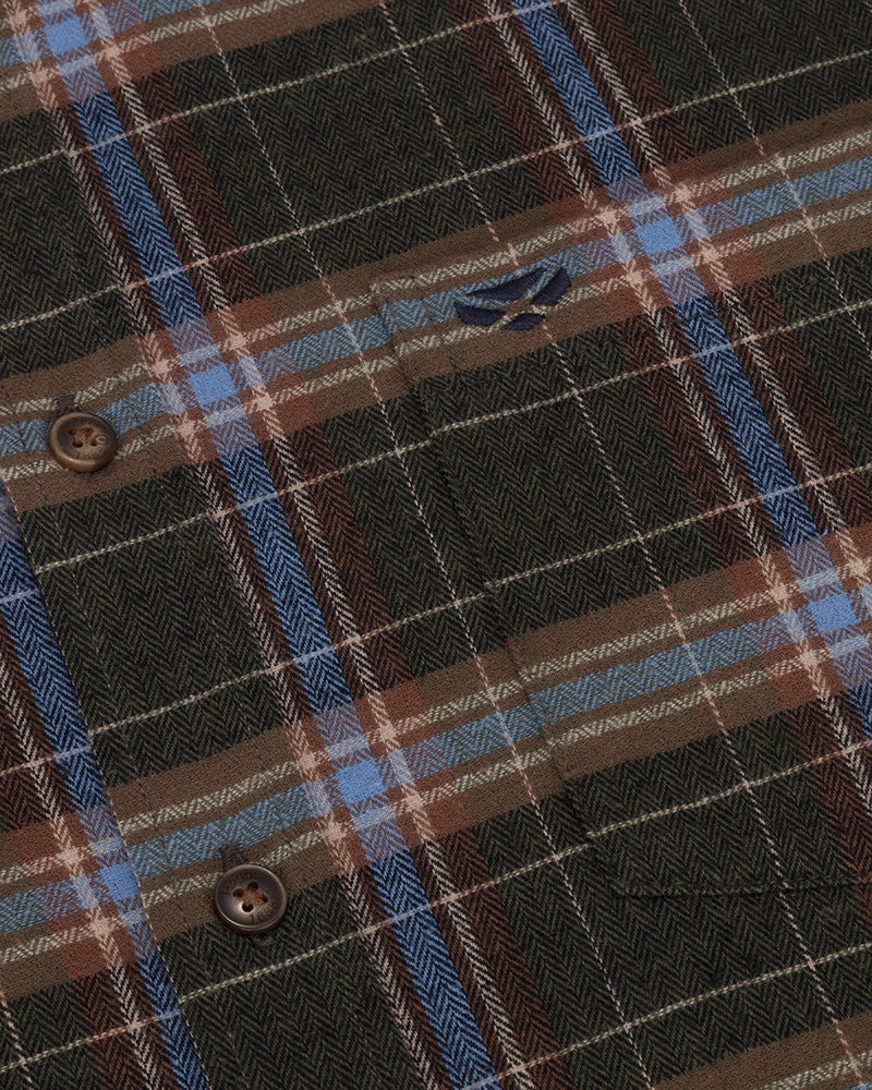 Hoggs of Fife Pitlessie camicia flanella uomo thyme quadri