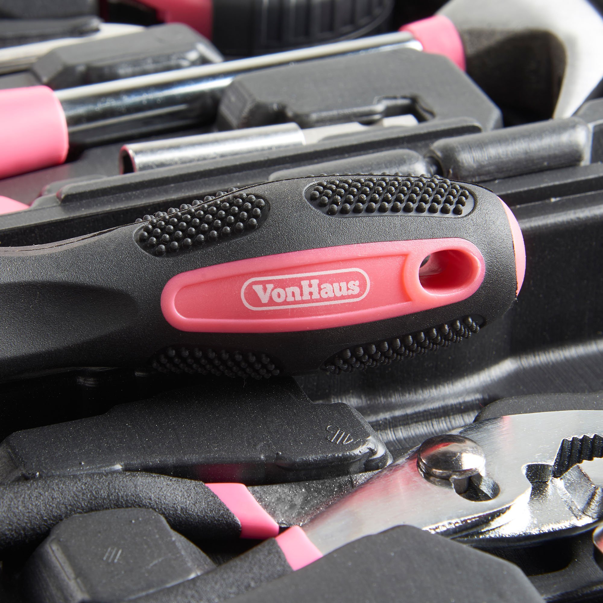 VonHaus set attrezzi 39 pezzi rosa con valigetta fai da te